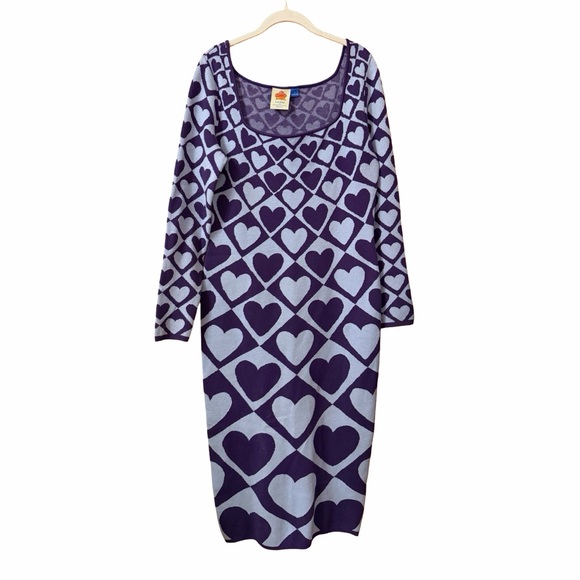 FARM Rio Purple and Blue Heart Long Sleeve Dress - Picture 4 of 5